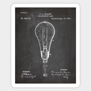 Edison Lamp Patent - Housewarming Home Hallway Entry Décor Art - Black Chalkboard Sticker